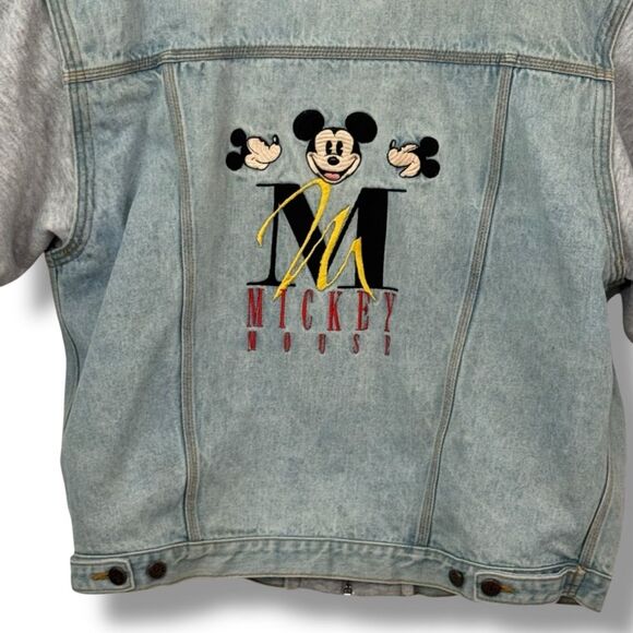 Mickey Inc Vintage 90s Mickey Mouse Denim Hoodie Jacket Adult XL Disney JeanCoat - Picture 6 of 8
